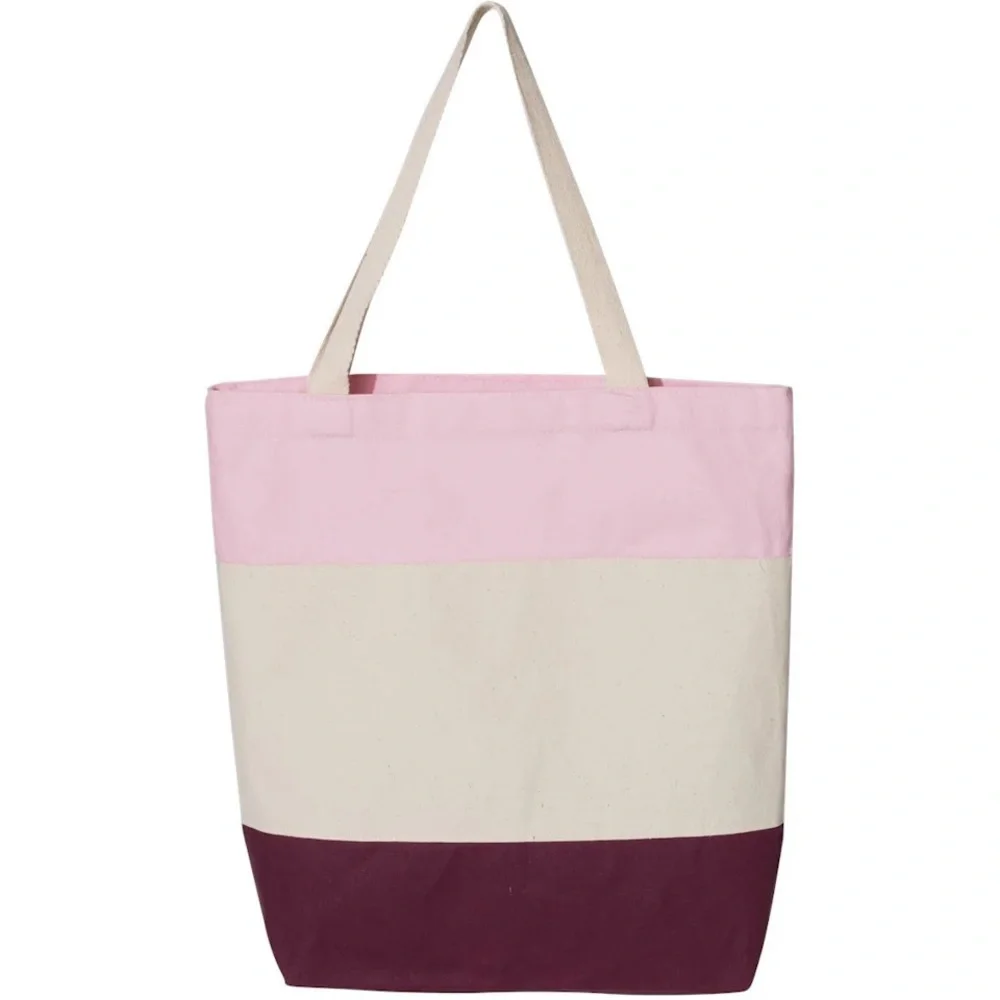 NWOT Tricolor Cotton Canvas Shopping Tote